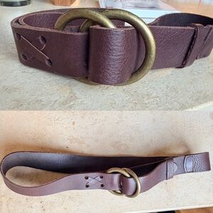 Banana Republic tumbled leather O-ring Belt with Gold Buckle